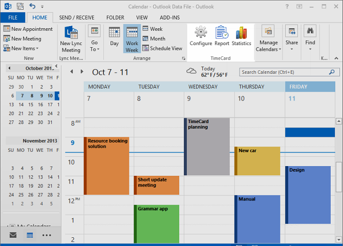 Report Time and Expenses in Outlook Calendar. Statistics