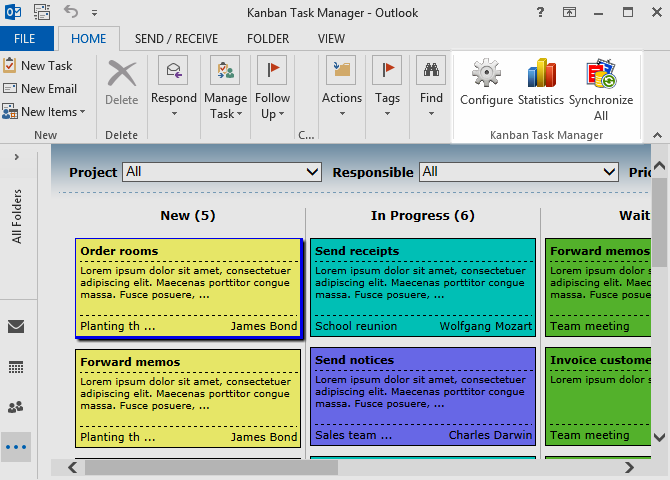 Drag and drop color coded tasks in Outlook