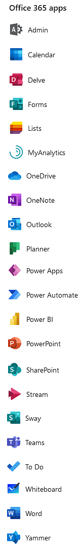 Microsoft Office 365 apps