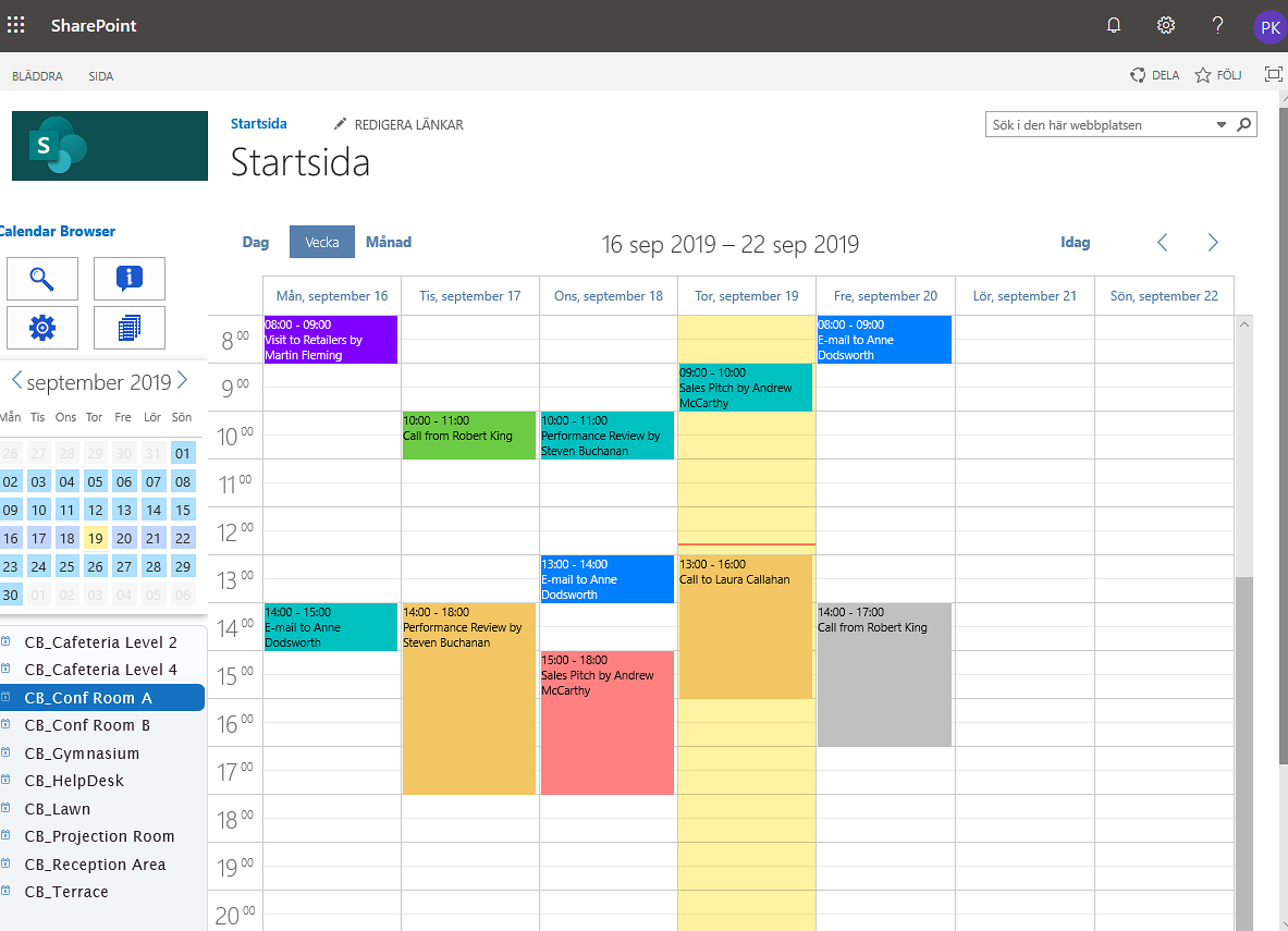 Calendar Browser Screenshot