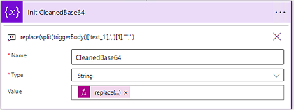 Initialize a Base64 variable in the Power Apps flow