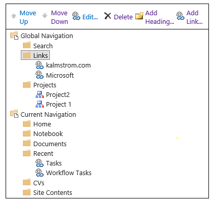 SharePoint navigation