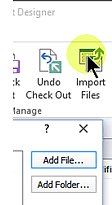 SharePoint Designer Import Files button