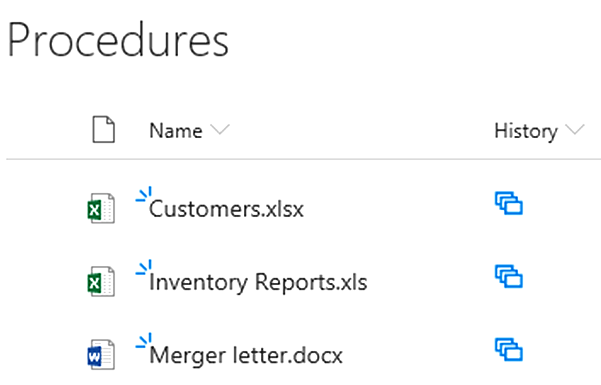 Add version history links to a SharePoint document library. Version History icons