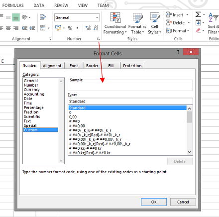 Excel custom number format