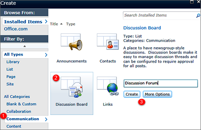 Create Forum Window. Create Forum