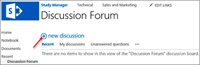 Click on New Discussion icon. New discussion icon