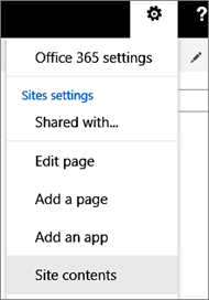 Site Settings Options. Settings Icon