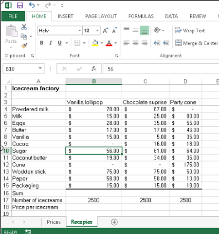 Excel formulas between sheets