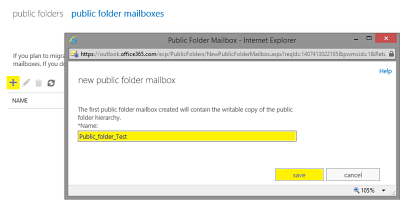 Create Exchange Online public folder, step 4