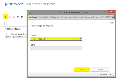 Create Exchange Online public folder, step 6