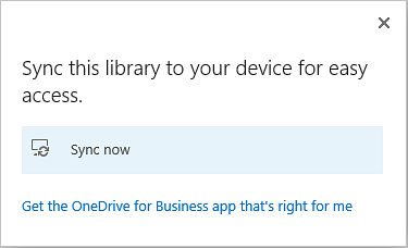 OneDrive sync Dialog