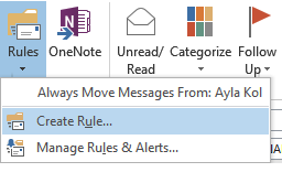 Rules button in Outlook