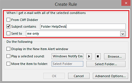 Create Rule Dialog