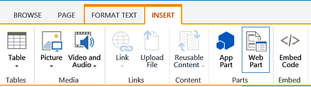SharePoint Insert Web part button