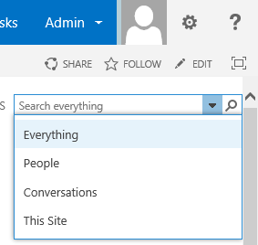 SharePoint Search center dropdown