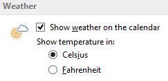 Outlook calendar temperature scale setting