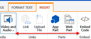 Web part Insert tab