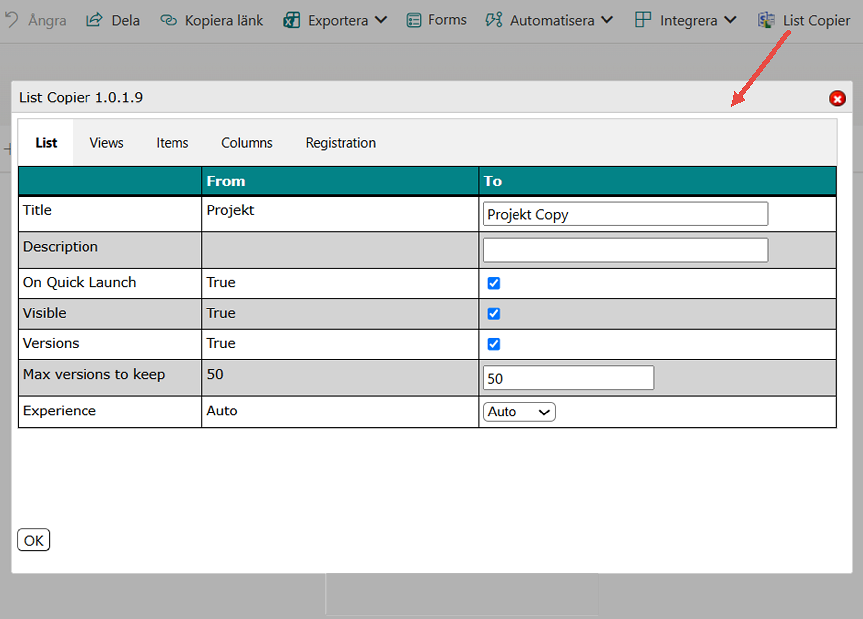 List Copier Screenshot