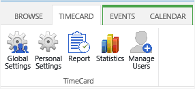 TimeCard for SharePoint Admin ribbon group